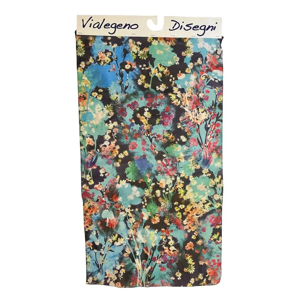 One of a Kind Silk Scarf Manufacture Sample - Flowers- Vialegeno Disegni